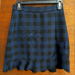 Zara navy black plaid mini skirt flounce clueless 90s inspired